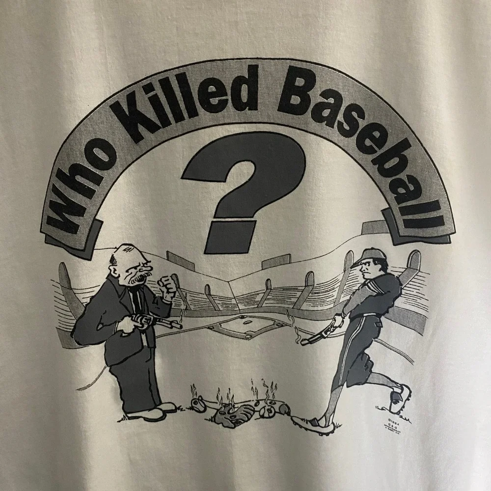 Vintage 1994 Who Killed Baseball MLB Player Strike T-Shirt Large‎
